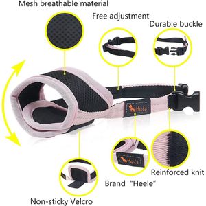 Nylon muilkorf voor honden, verstelbare lus, ademend, veilig, snelle pasvorm voor kleine, middelgrote honden, voorkomt bijten, kauwen en blaffen (M, roze)