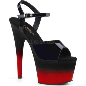 Pleaser - ADORE-709BR-H Sandaal met enkelband, Paaldans schoenen - 41 Shoes - Zwart/Rood