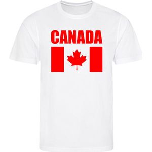 WK - Canada - T-shirt Wit - Voetbalshirt - Maat: 158/164 (XL) - 12 - 13 jaar - Landen shirts