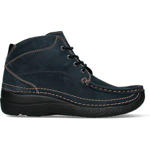 Wolky Hoge veterschoenen Roll Shoot blauw nubuck