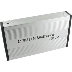 HDD behuizing voor 3.5'' SATA HDD - USB2.0 / zilver