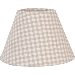 Clayre & Eef Lampenkap Ø 23x15 cm / E27 Beige Katoen Ruit Stoffen Lampenkap