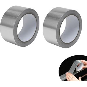 Aluminiumfolietape - 2 rollen - Hittebestendige waterdichte metaaltape - 0,1 mm dikte - Isolatiekit - Schimmelwerende naadtape - Waterbestendig zelfklevend - Geschikt voor pijpisolatie, fornuis, gootsteen, kast - Zilver - 5 cm x 20 m