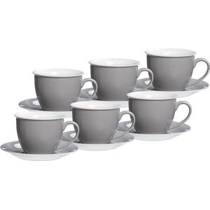 Milchkaffee Tassen mit Untertassen Doppio 350 ml Set van 6
