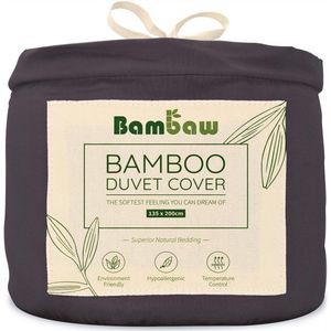 Luxueus bamboe dekbedovertrek - hypoallergeen - 1 stuk - antraciet - 100% bamboe - 135cm x 200cm