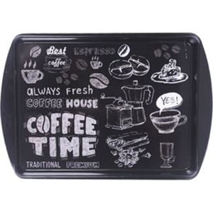 Concorde Dienblad/serveer tray Coffee Time - Melamine - zwart - 38 x 24 cm - rechthoekig