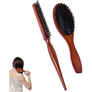 Zeynomax - Gladde rug borstel en scheergereedschap in set van 2 - Comfortabele grip - Geschikt voor trimmen en kammen - Voor lang, dun, dik of krullend haar - Makkelijk te dragen