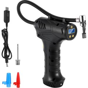 Draagbare digitale luchtpomp met manometer - Oplaadbare compressor met ledlicht - Auto motorfiets fiets bal - 3 sproeiers