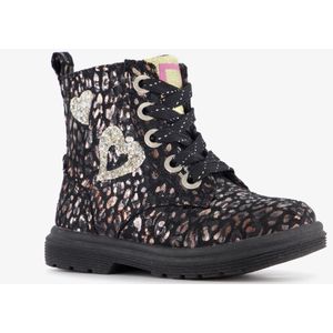 Blue Box meisjes veterboots met glitters en hartjes zwart - Maat 22 - Uitneembare zool