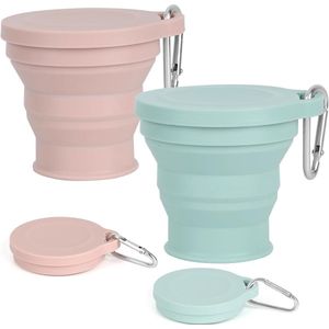 2 stuks opvouwbare siliconen bekers - 180 ml - Kampeer beker - siliconen vouwbekers - Herbruikbare draagbare - Opvouwbare beker - Travel Cup - Pocket Cup - opvouwbare mok met deksel - opvouwbare reisbeker - wandelingen buiten
