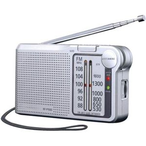 GTB® Transistor Radio Op Batterijen - Transistor Radio - Transistor Radio met Netvoeding - ZIlver - 5cm x 2cm x 3cm