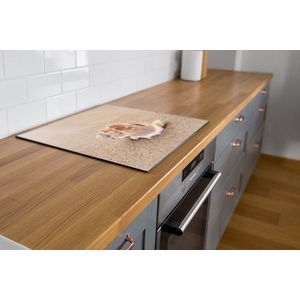 Inductiebeschermer - Schelp op het strand - 81x52 cm - Inductiebeschermer - Inductie Afdekplaat Kookplaat - Inductie Mat - Anti-Slip - Keuken Decoratie - Keuken Accessoires