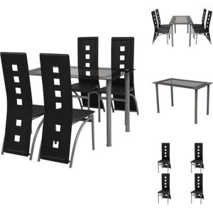 vidaXL Eettafelset - - Tafel en 4 stoelen - 120 x 70 x 75 cm - Zwart - Set tafel en stoelen
