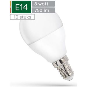 Spectrum LED Kogellamp E14 8W - 230V - 750 Lumen - 6000K Koud wit - Helder daglicht - Energiezuinig - 10 stuks