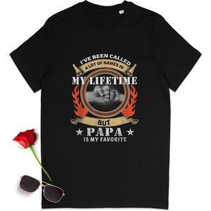 T shirt voor papa - Vader tshirt - Heren t-shirt met print opdruk - Vaderdag cadeau - tShirt mannen - Maten: S M L XL XXL XXXL - Shirt kleur: Zwart.