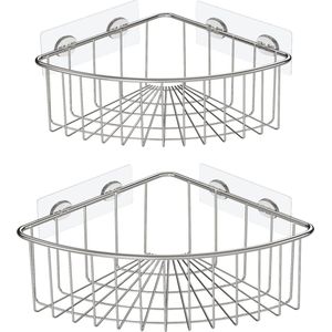 Hoekdouche Caddy Set voor Badkamer en Keuken zonder Boren – Roestvrijstalen Organizers