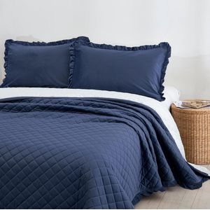 Sprei, 220 x 240 cm, 3-delig, kristalfluweel, doorgestikt dekbed, gewatteerde deken, zacht en comfortabel, bankovertrek voor bed met 2 kussenslopen 80 x 80 cm