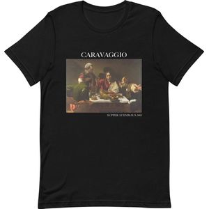 Caravaggio 'Het Avondmaal in Emmaüs' (""Supper at Emmaus"") Beroemd Schilderij T-Shirt | Unisex Klassiek Kunst T-shirt | Zwart | L