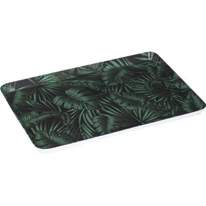 Dienblad/serveerblad rechthoekig Jungle 45 x 30 cm donker groen - Serveerbladen, dienbladen & keukenbenodigdheden