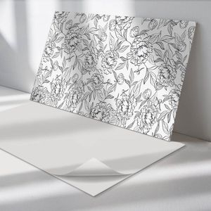 Wallfluent Vinyl Wandpaneel - Bloemenpatroon met bladeren Wandpaneel PVC - 100 cm x 50 cm - Zwart en wit Vinyl Wandpaneel - 1 stuk - Rechthoekig Wandbekleding Vinyl - Bloemen Wandpaneel - Zelfklevend Wandpaneel - Wandpaneel Keuken en Badkamer