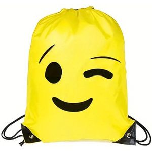 Emoji tas | Wink knipogend gezicht | Smiley tas | Ideaal als gymtas/ zwemtas/ sporttasje