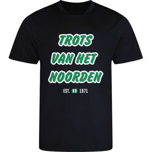 FC Groningen Shirt - Trots van het Noorden - T-Shirt - Groningen - 050 - Voetbal - Artikelen - Zwart - Unisex - Regular Fit - Maat S
