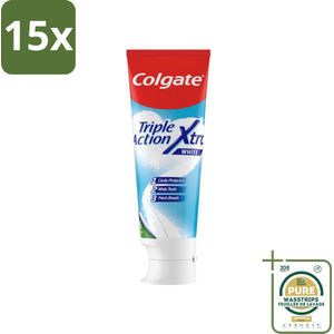 15 x Colgate Tandpasta Triple Action Xtra White 75 ml - Grootverpakking - Tandpasta - Gaatjes Bescherming - Wittere Tanden - Frisse Adem - Fluoride