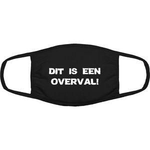 Grappig mondkapje | overval | gezichtsmasker | bescherming | bedrukt | logo | Zwart mondmasker van katoen, uitwasbaar & herbruikbaar. Geschikt voor OV
