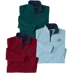 ATLAS FOR MEN - Set van 3 microfleece truien met ritskraag - Heren - Verkrijgbaar in grote maten - L