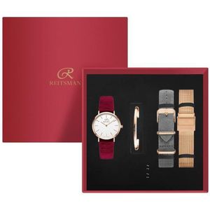 Reitsman Horloge Cadeao Set - Roségouden Horloge, 3 Verwisselbare Bandjes & Bangle - Zwitsers Uurwerk, Saffierglas, Diamant & 5 ATM - Stijlvolle Valentijnscadeau