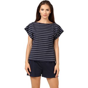 Bellivalini Dames Pyjama - Korte mouwen - Korte broek - Katoen - BLV-BLV50-174-PJ - Marineblauw Wit - XL
