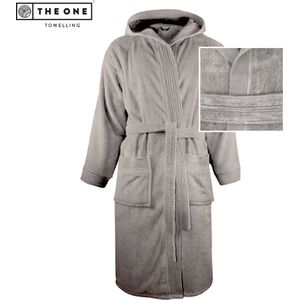 The One Towelling Velours Badjas - S/M - Badstof kamerjas met capuchon - Hoge vochtopname - 450 gr/m² - Gekamd katoen - Taupe
