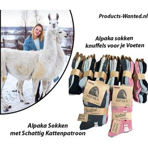 6 Paar Alpaka Sokken met Schattig Kattenpatroon 39-42