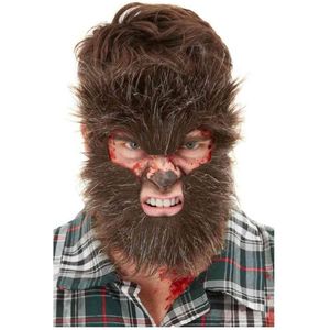 Smiffys - Werewolf Face Fur Masker - Bruin