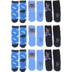 Paw Patrol Sokken - Maat 27/30 - 9 Paar - 3 x 3-Pack - Blauw - Jongens