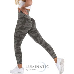 Sportlegging Dames - Yoga Legging - Fitness Legging - Legging Dames - Sport Legging - Shapewear Dames - Camouflage Broek - Camo | Luminatic® | Donker Grijs | XS