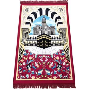 Livano Islam Gebedskleed - Ramadan Kleed - Gebedsmat - Tapijt - Inshallah - Eid Mubarak - Rood