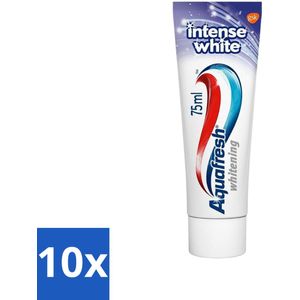 10 x Aquafresh Tandpasta Intense White 75 ml - Vlekken Verwijderen - Tandvlees - Sterke Tanden - Frisse Adem