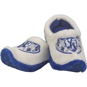 Elcee-Haly – Klomp sloffen – Luxe Delftsblauwe Pantoffel klomp met geborduurede wreef – Extra Warme sloffen –Blauw/Wit – Maat 31/32/33