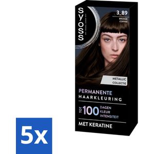 5 x SYOSS - Coloration 3-89 Bronze Coffee - Haarverf - Grijsdekking - Vermindert Haarbreuk - Haarverf - Grijsdekking - Keratine - Haarkleur - Haarverf 3-89