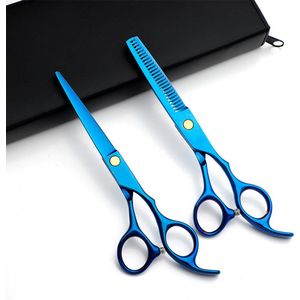 Kappersschaar set - Kappersschaar rechtshandig - Haarschaar - Kapper - Knipschaar haar - Knipschaar - 7 delig - 6 Inch - Blauw