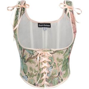 Dames Renaissance Korset met U-hals en Bloemenprint