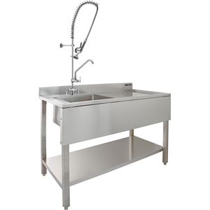 KuKoo Commercial Sink & Pre-Rinse Tap - Right Hand Drainer