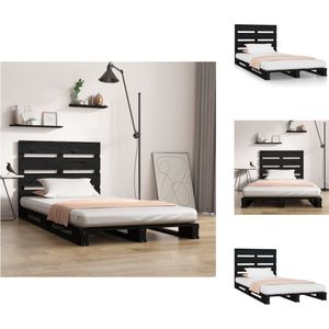 vidaXL Houten Bed - Zwart - 200 x 100 x 80 cm - Massief Grenenhout - Bed