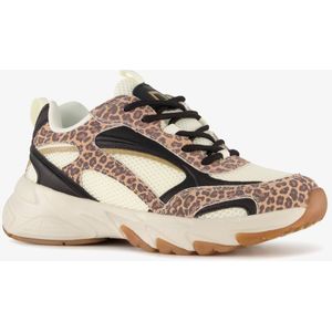 Blue Box meisjes sneakers met panterprint details bruin beige - Maat 33 - Uitneembare zool