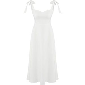 Trendyol Zwarte A-Lijn Bandjes, Gedetailleerde Geweven Avondjurk, Afstudeerjurk Tprss24El00251