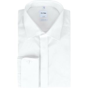 OLYMP Luxor comfort fit overhemd - smoking overhemd - wit - gladde stof met Kent kraag - Strijkvrij - Boordmaat: 39