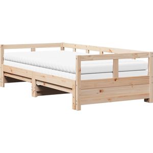 vidaXL - Slaapbank - met - onderschuifbed - en - matrassen - 80x200 - cm - grenenhout