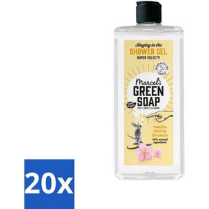 20 x Marcel's Green Soap - Douchegel - Vanille & Kersenbloesem - Verzorgend & zacht - 300 ml - Natuurlijke Douchegel - Verzorgend Douchegel - Milde Douchegel - Duurzame Douchegel