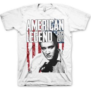 Elvis Presley Heren Tshirt -S- American Legend Wit